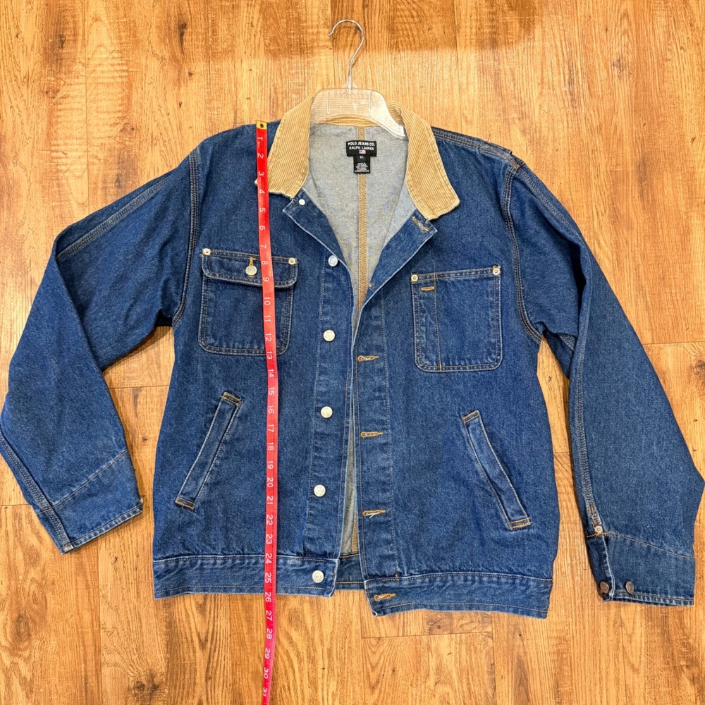 Polo Jeans Co Ralph Lauren Denim Chore Jacket XL Blue Corduroy Collar Vintage - Picture 2 of 7
